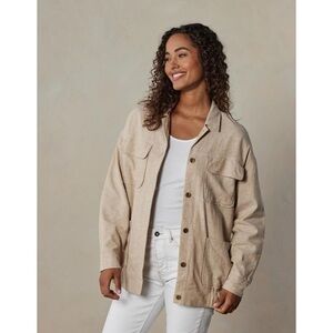 The Normal Brand Tan Oversized Camp Shacket Jacket